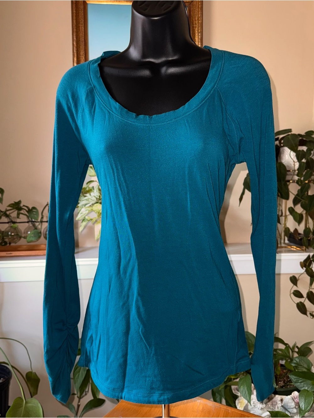 CALIA by Carrie Underwood Teal Ruched Sleeve Fitted Tunic Top - Size M